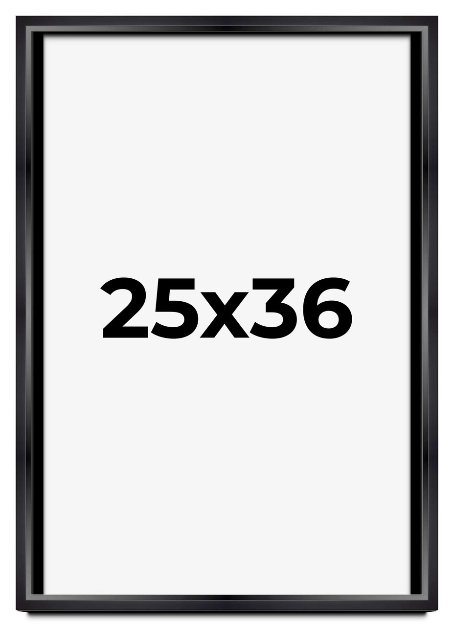 25x36 Minimalist Shadow Box Black Picture Frame - UV Acrylic, Backing, Hanging Hardware